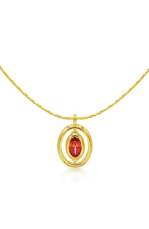 Oval Birthstone Pendant Necklace