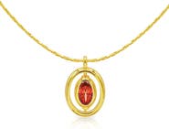 LA MENO Oval Birthstone Pendant Necklace