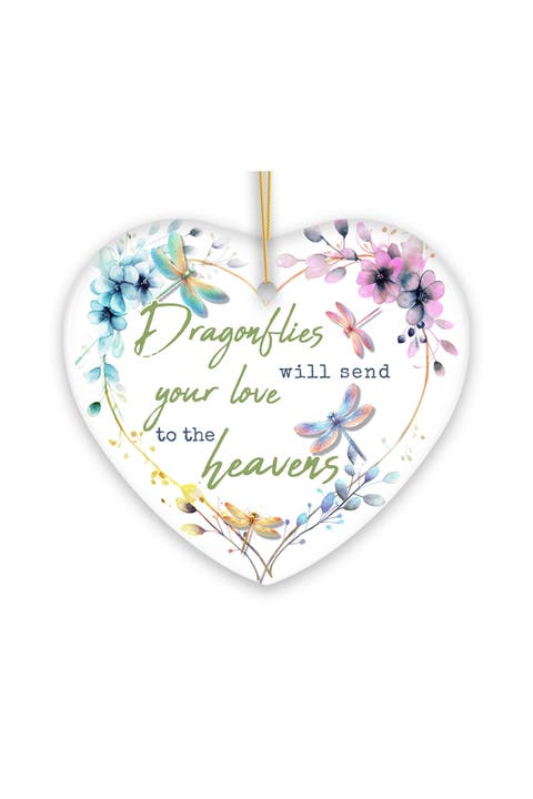 Dragonflies Send Love To The Heavens Heart Ornament