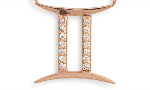 Lana 14k Rose Gold Diamond Zodiac Gemini Pendant Necklace In Gold