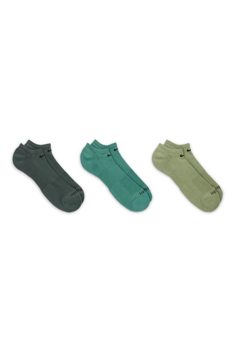 Dry 3-Pack Everyday Plus No Show Socks, Main, color, GREEN MULTI-COLOR