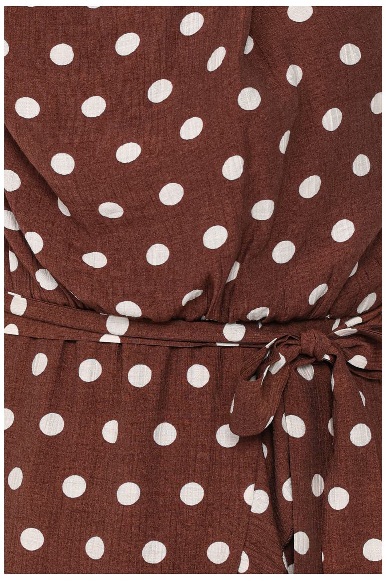 Olana Polka Dot Midi Dress, Alternate, color, BROWN POLKA DOT