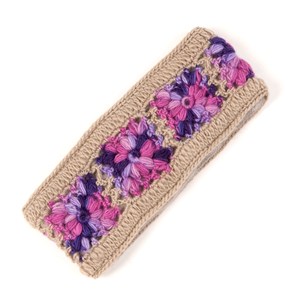 Nirvanna Designs Flower Crochet Headband- MULTI's in Grey Orchid 