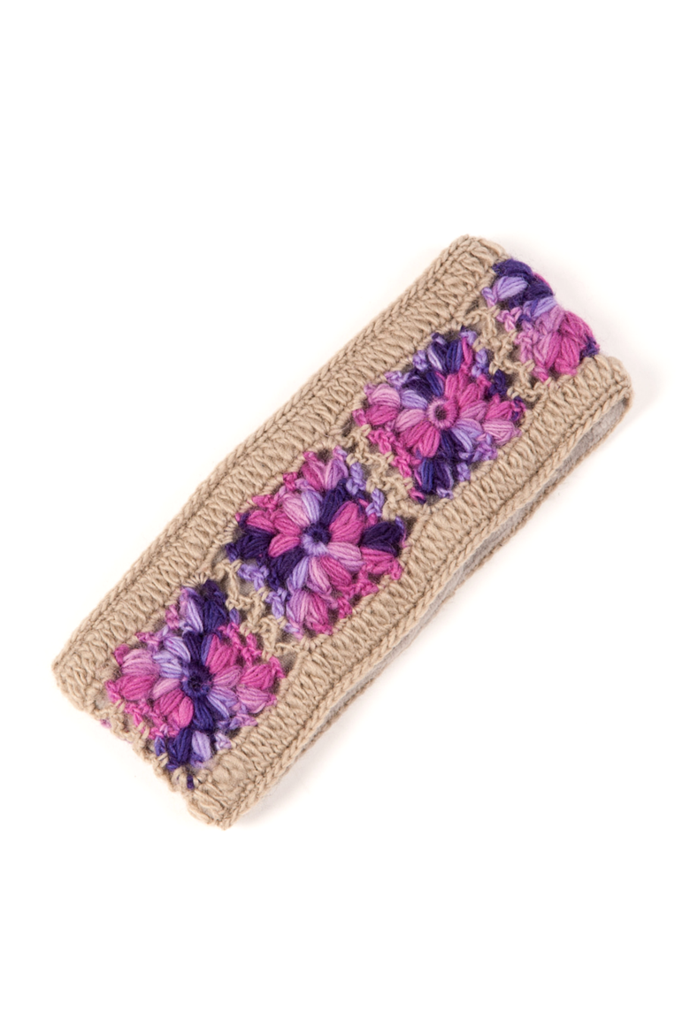 Flower Crochet Headband- MULTI's, Main, color, Grey Orchid