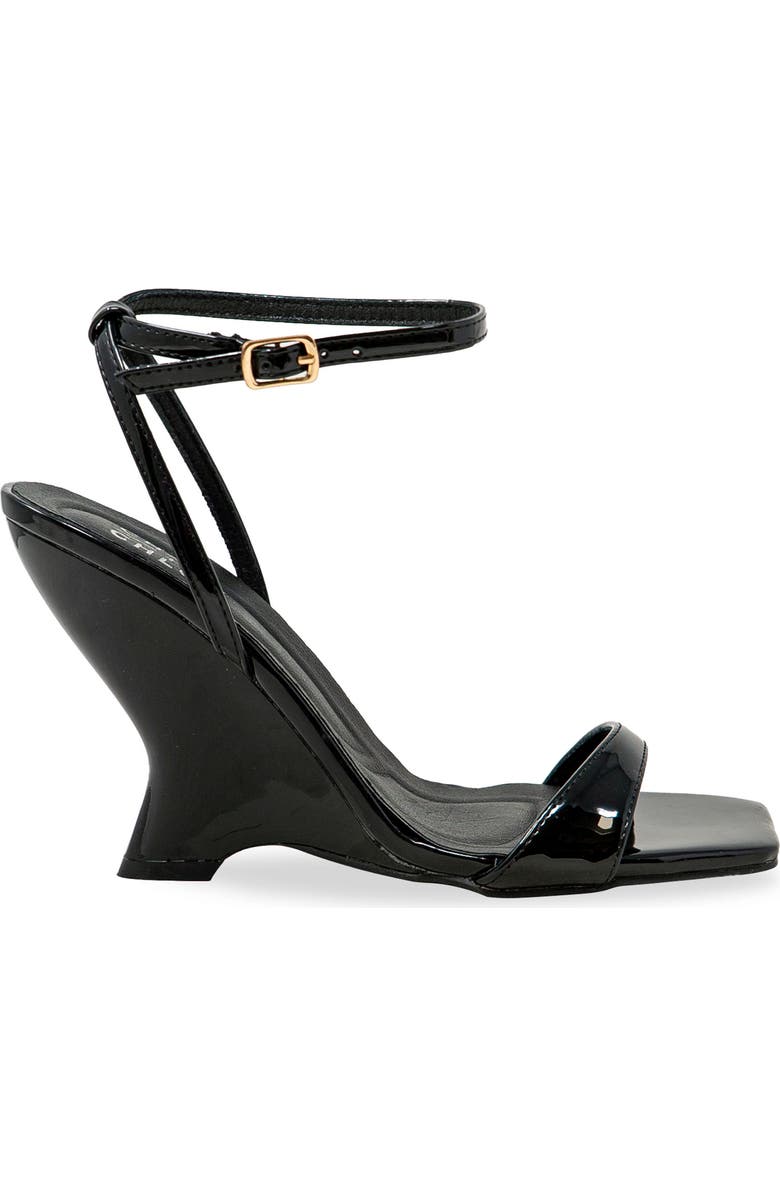 CHASE AND CHLOE Alia Wedge Sandal, Alternate, color, Black Patent