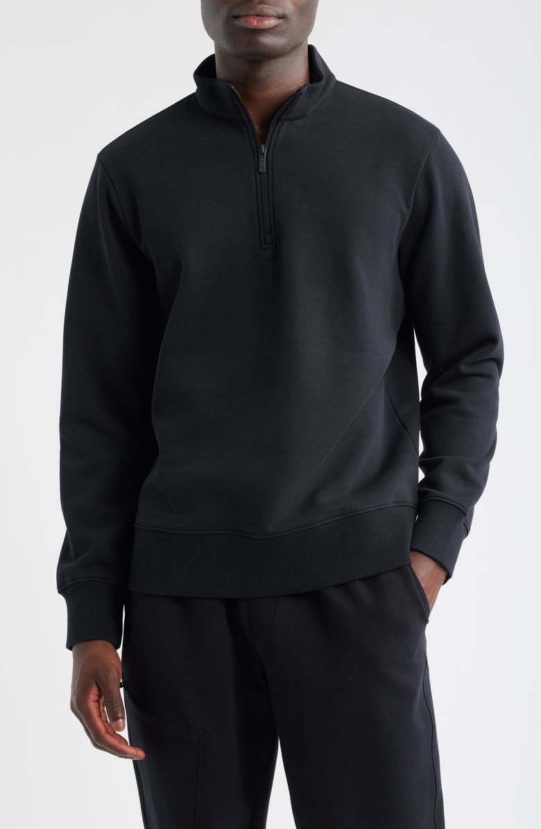 Zella Vital Fleece Quarter Zip Pullover, Main, color, Black Caviar