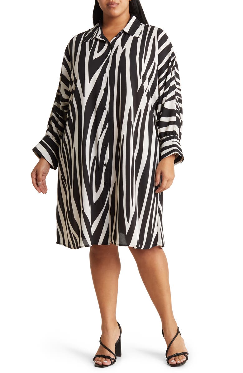 BY DESIGN Brooklyn III Long Sleeve Shirtdress, Main, color, Contrast