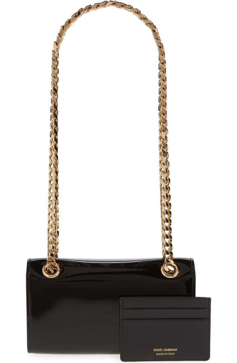 Dolce&Gabbana Logo Polished Calfskin Crossbody Phone Case with Card Holder, Alternate, color,