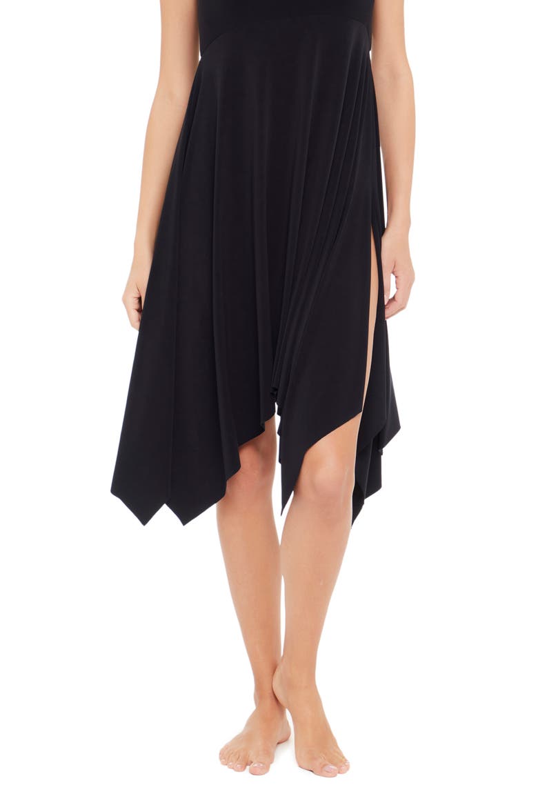 Handkerchief Hem Cover-Up Midi Skirt, Main, color, BLACK