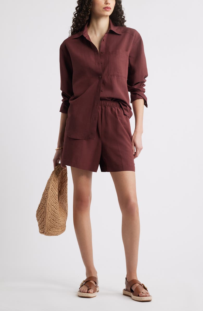 Nordstrom Button-Up Shirt, Alternate, color, Brown Raisin