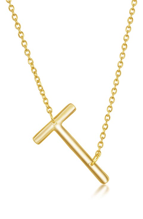 Gold Plated Sterling Silver Sideways Initial Necklace