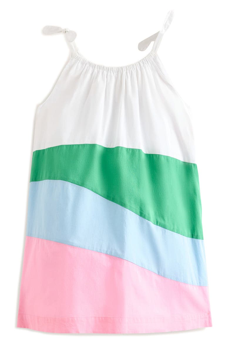 Kids' Rainbow Appliqué Tie Shoulder Cotton Dress, Alternate, color, BLUE MULTI RAINBOW SCENE