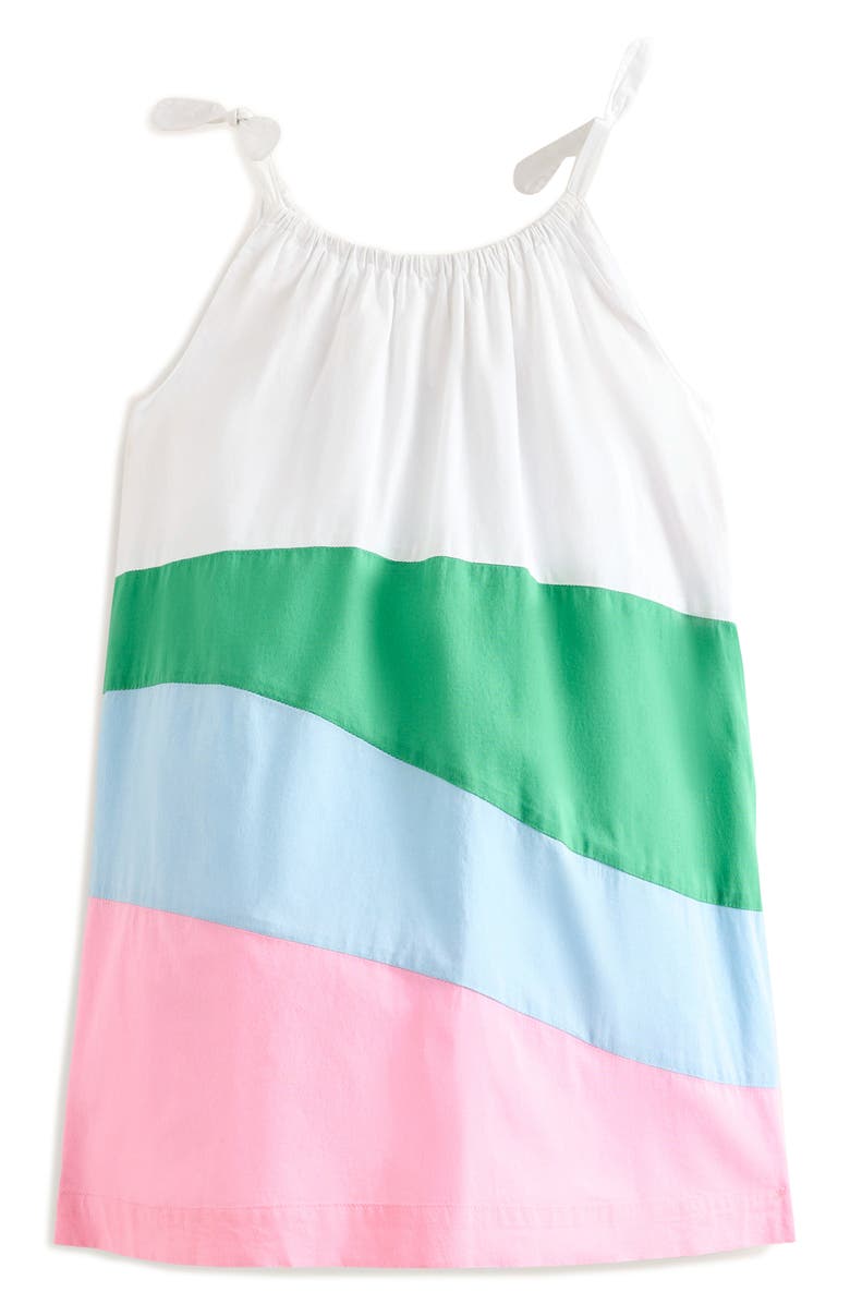 Mini Boden Kids' Rainbow Appliqué Tie Shoulder Cotton Dress, Alternate, color,