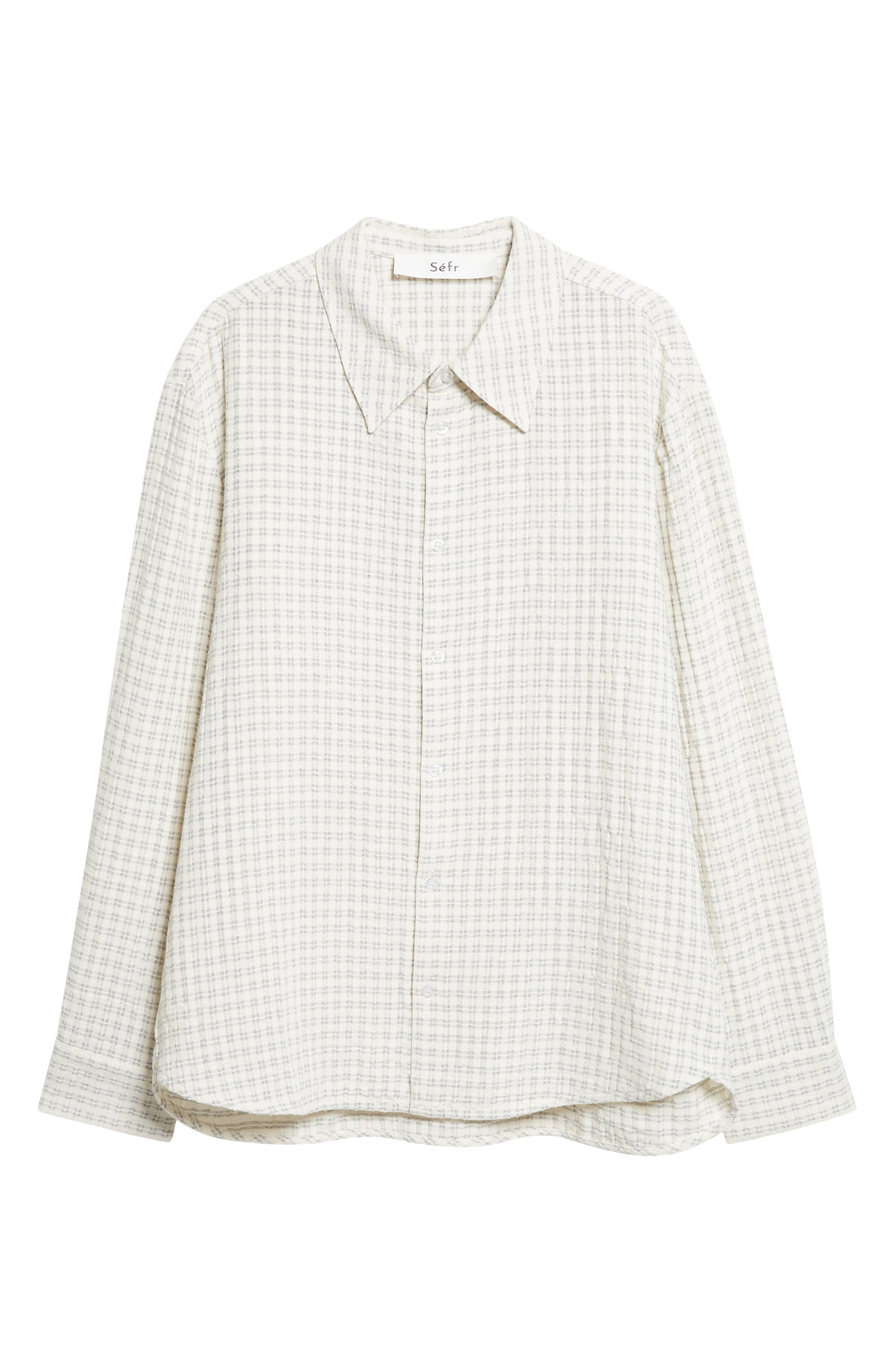 Séfr Wes Check Cotton Seersucker Button-Up Shirt (Men) | Nordstrom