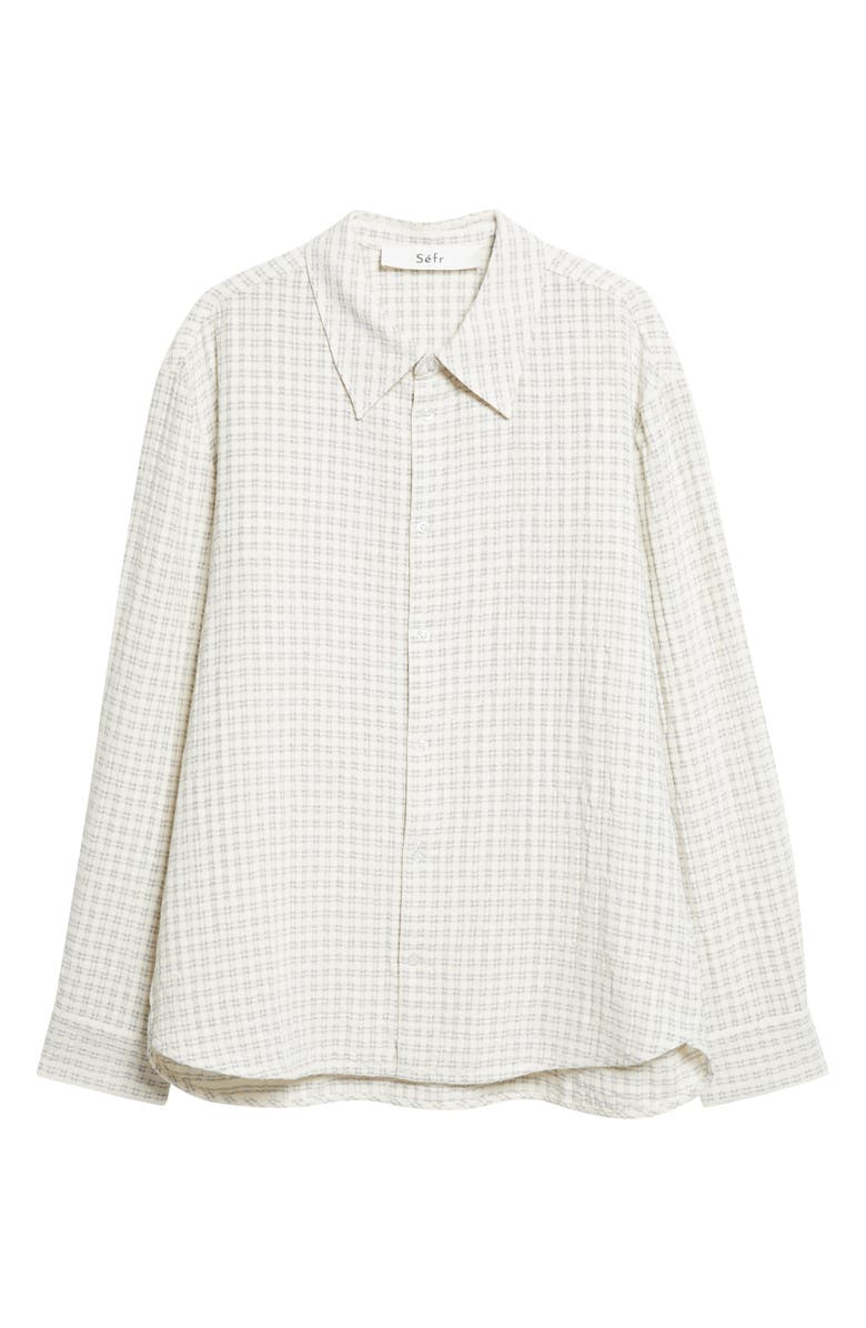 Séfr Wes Check Cotton Seersucker Button-Up Shirt, Main, color, Subtle Beige Check