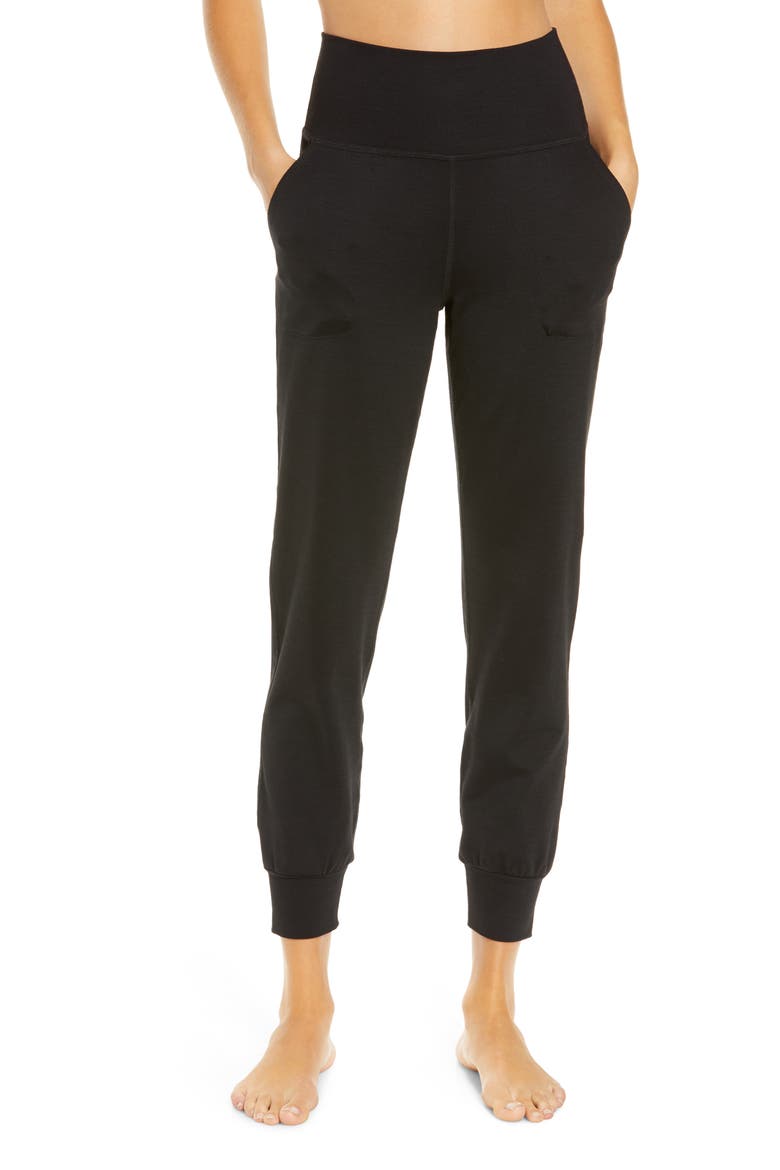 Heather Rib Jogger Pants, Main, color, BLACK HEATHER