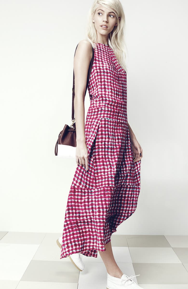 Tory Burch Print Silk Midi Dress, Alternate, color,