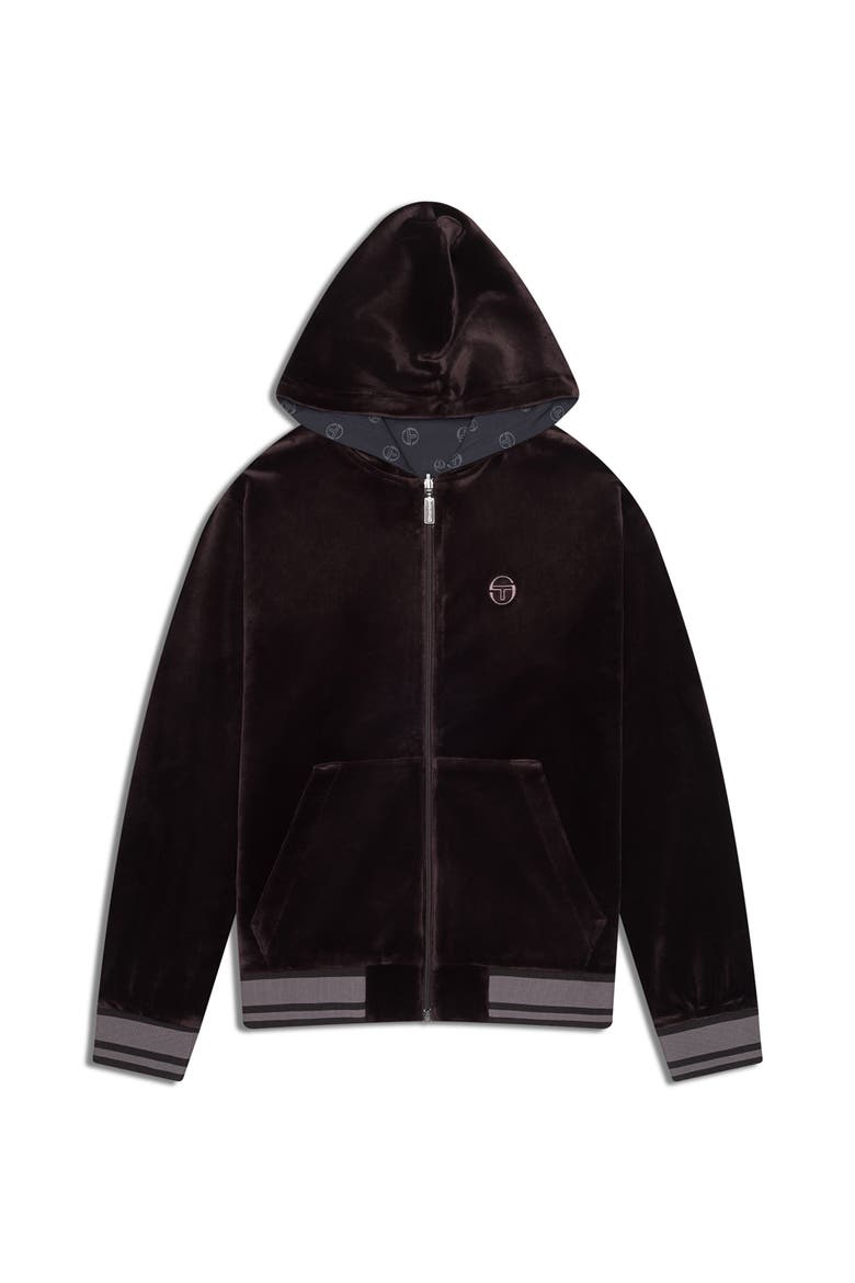 Viaggioa Reversible Velour Track Jacket, Alternate, color, BLACK BEAUTY
