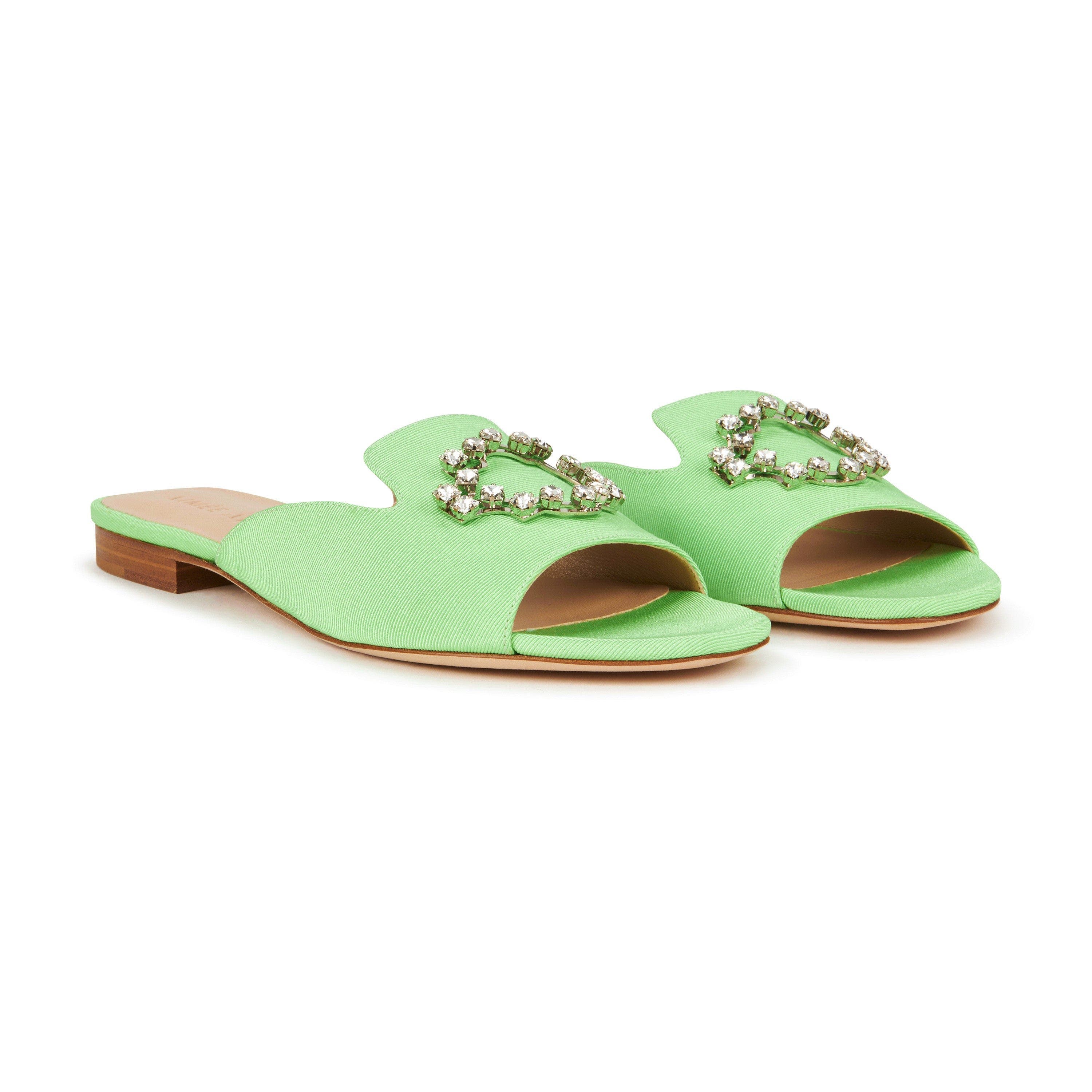 AIMEE ANN LOU Cleo Crystal Slipper in Grosgrain, Main, color, Kiwi