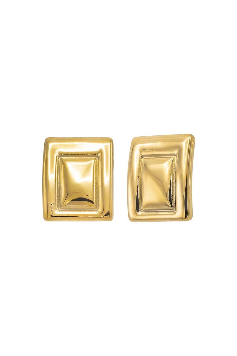 Solid Framed Rectangle Stud Earring, Main, color, Gold