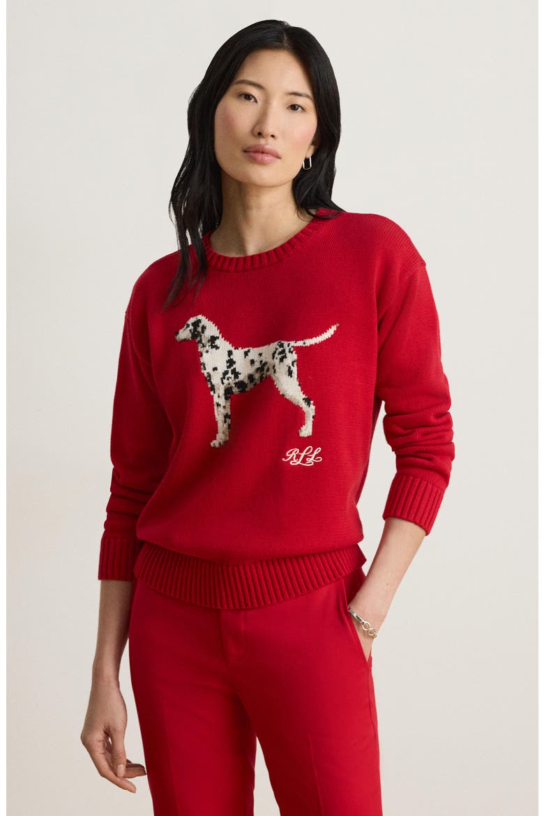 Dalmatian Combed Cotton Sweater, Alternate, color, RALPH RED