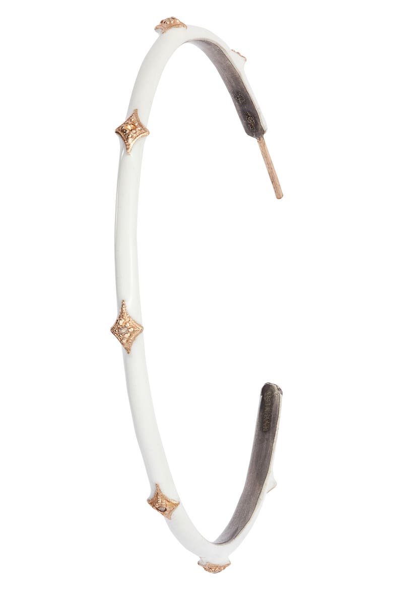 New World 14k Gold & Enamel Hoop Earrings, Alternate, color, WHITE ENAMEL