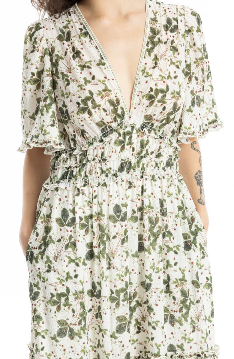 MAX STUDIO Ruffle Sleeve Tiered Maxi Dress, Alternate, color, Cream/ Red Wild Berries