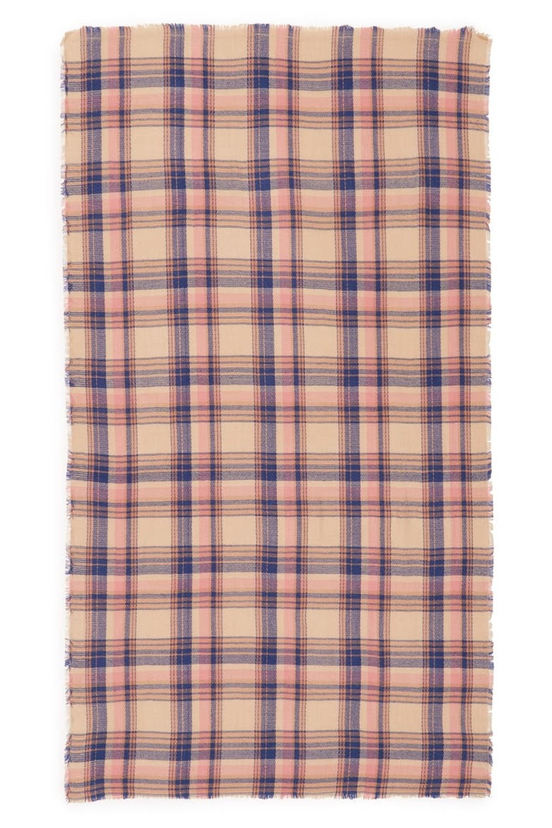 'Pretty Plaid' Oblong Scarf, Alternate, color, TAN MULTI