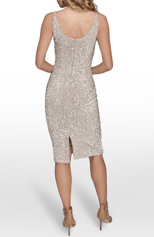 Donna Karan New York Sequin Cocktail Sheath Dress In Metallic
