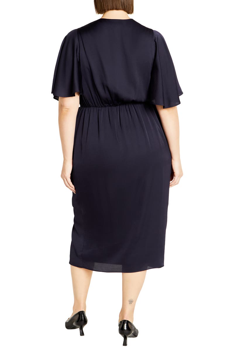 City Chic Soft Ruffle Faux Wrap Midi Dress, Alternate, color,