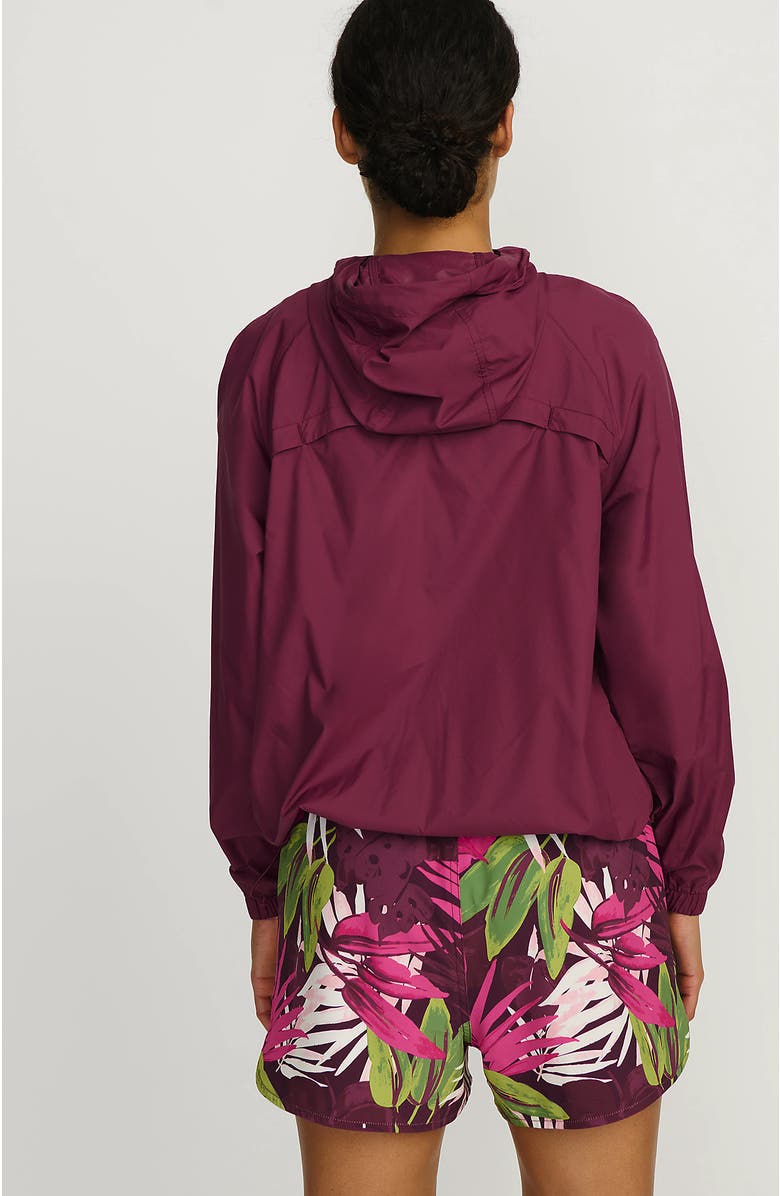 Lands' End UPF Packable Hooded Windbreaker Jacket, Alternate, color, Burgundy Spritz