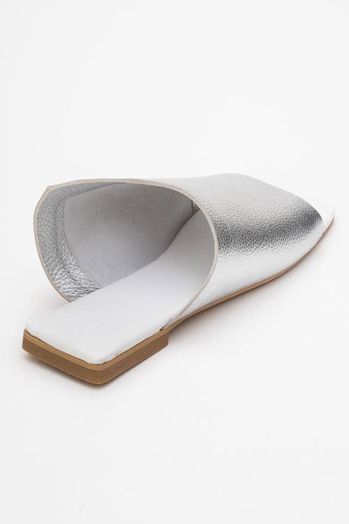 Forever & Always Shoes Orianna Leather Slide Sandal In Silver