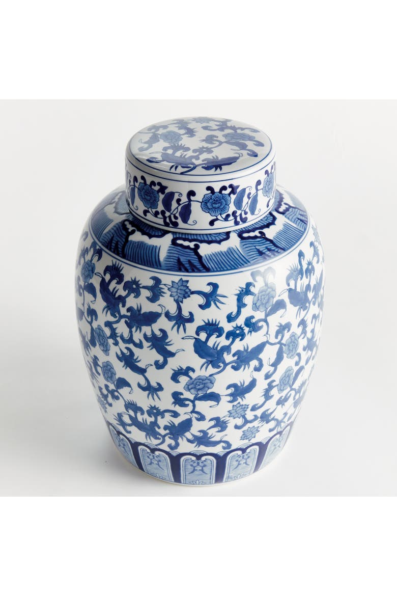 Barclay Butera Dynasty Blossom Lidded Jar - Chinoiserie, Alternate, color, Blue