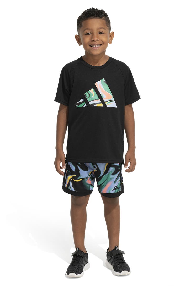 adidas Kids' Hyper Real Swirl Logo Graphic T-Shirt & Shorts Set, Alternate, color, 