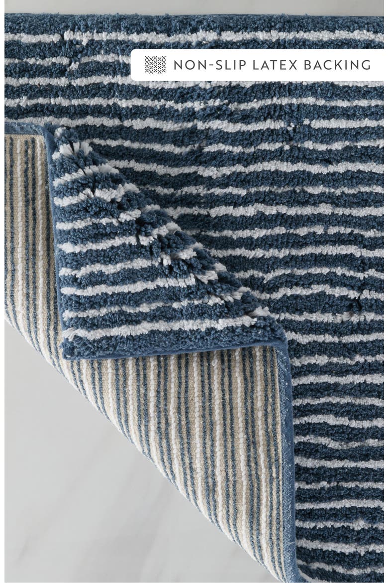Pinstripe Cotton Bath Mat, Alternate, color, PINSTRIPE NAVY