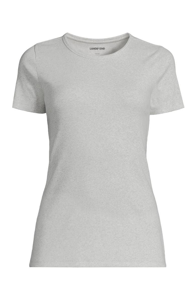 Lands' End Cotton Rib T-shirt, Alternate, color, Soft Light Gray Heather