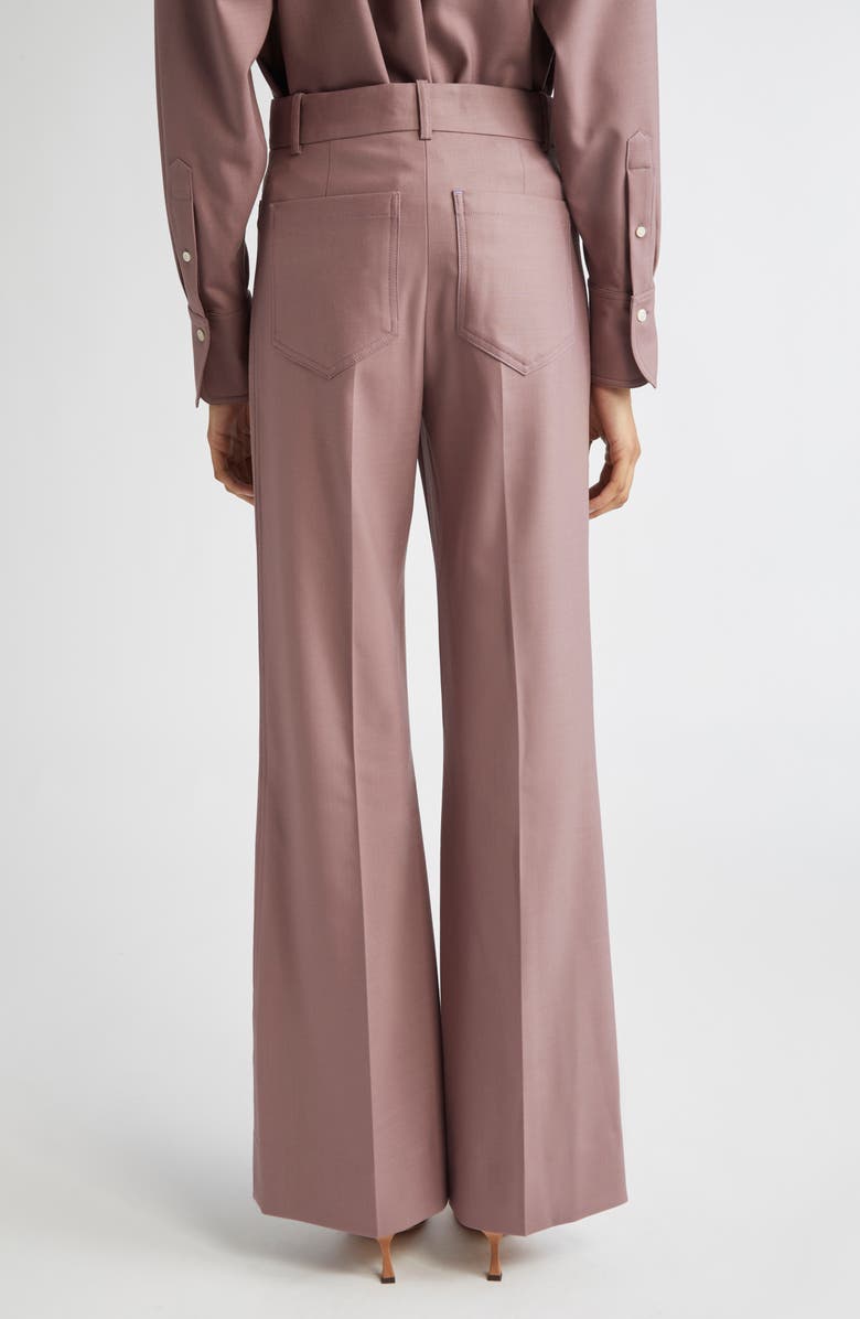 Victoria Beckham Alina High Waist Flared Trousers, Alternate, color, Mauve