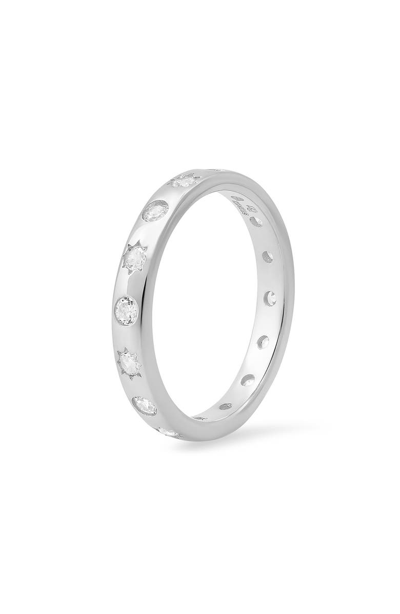 Queen Jewels Sterling Silver Celestial Cubic Zirconia Band Ring, Alternate, color, Silver