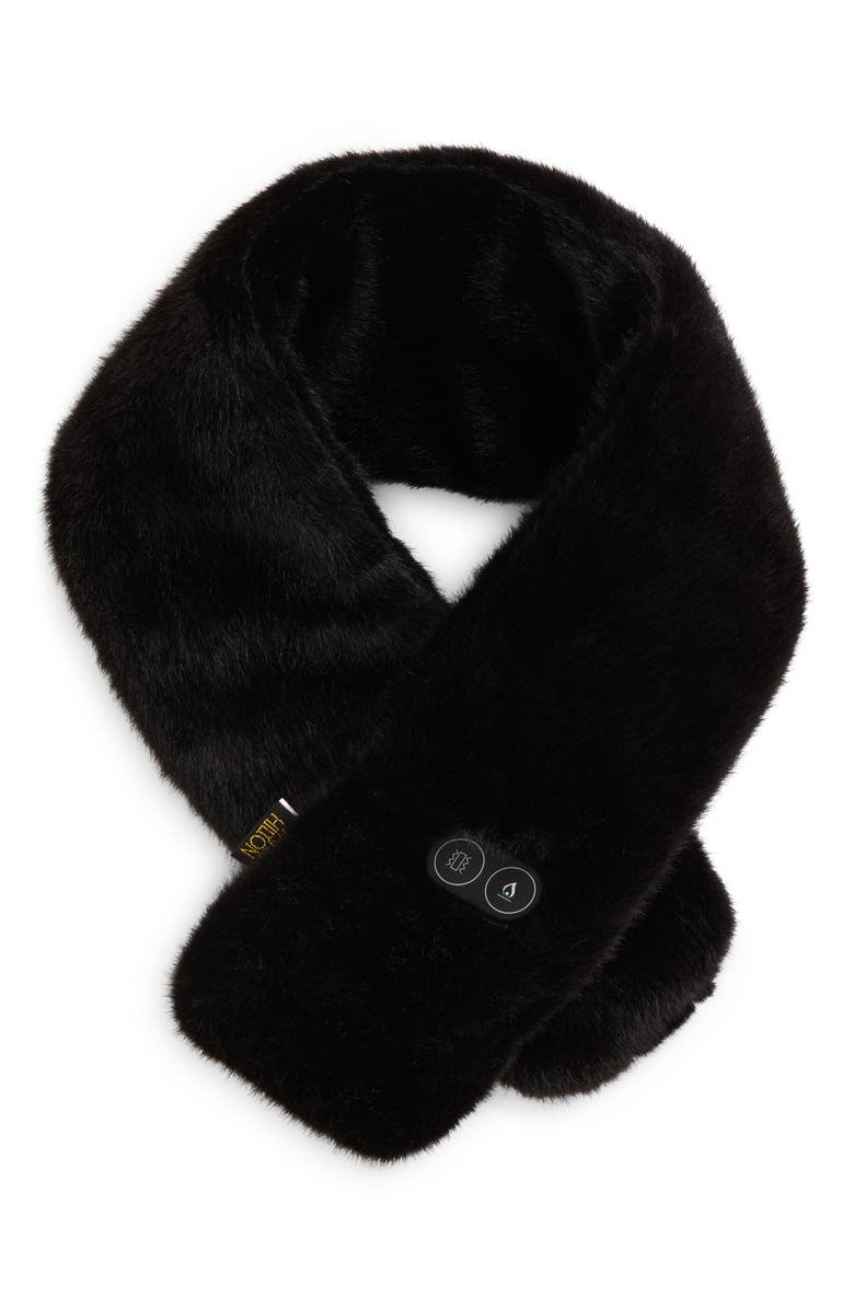 PARIS HILTON Luxe Faux Fur Heated Scarf, Main, color, Black