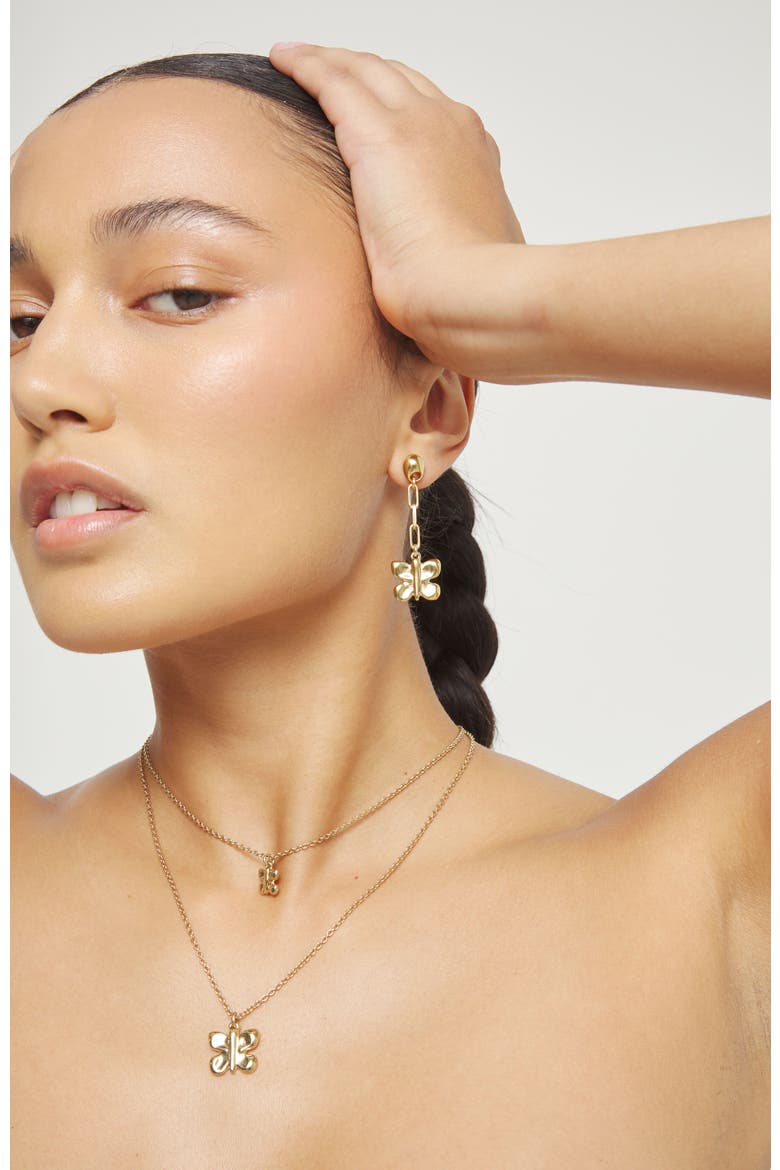 Long Butterfly Earrings in Gold-Tone, Alternate, color, Gold