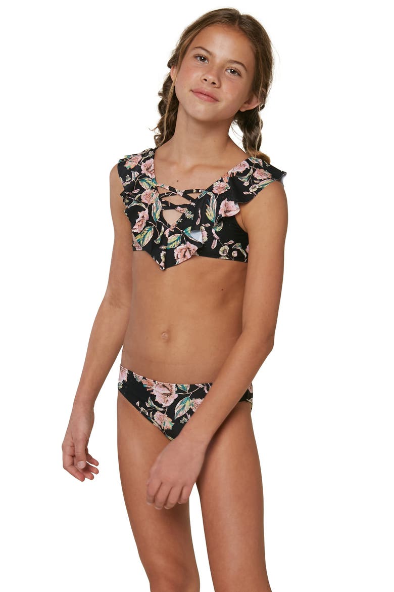 Van Don Flounce Two-Piece Swimsuit, Alternate, color, BLACK