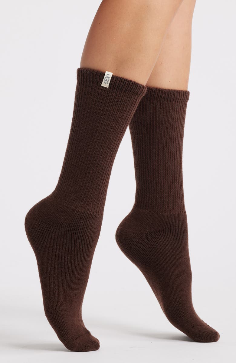 UGG<sup>®</sup> Shealy Cozy Crew Socks, Main, color, Cola