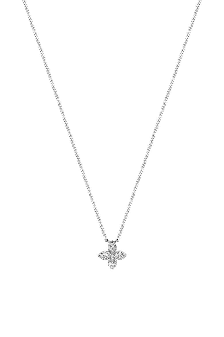 Little Flower Diamond Necklace |  17 natural diamonds | 925 Sterling Silver | Necklace | 15 - 16.5 in | White Rhodium, Main, color, White Rhodium