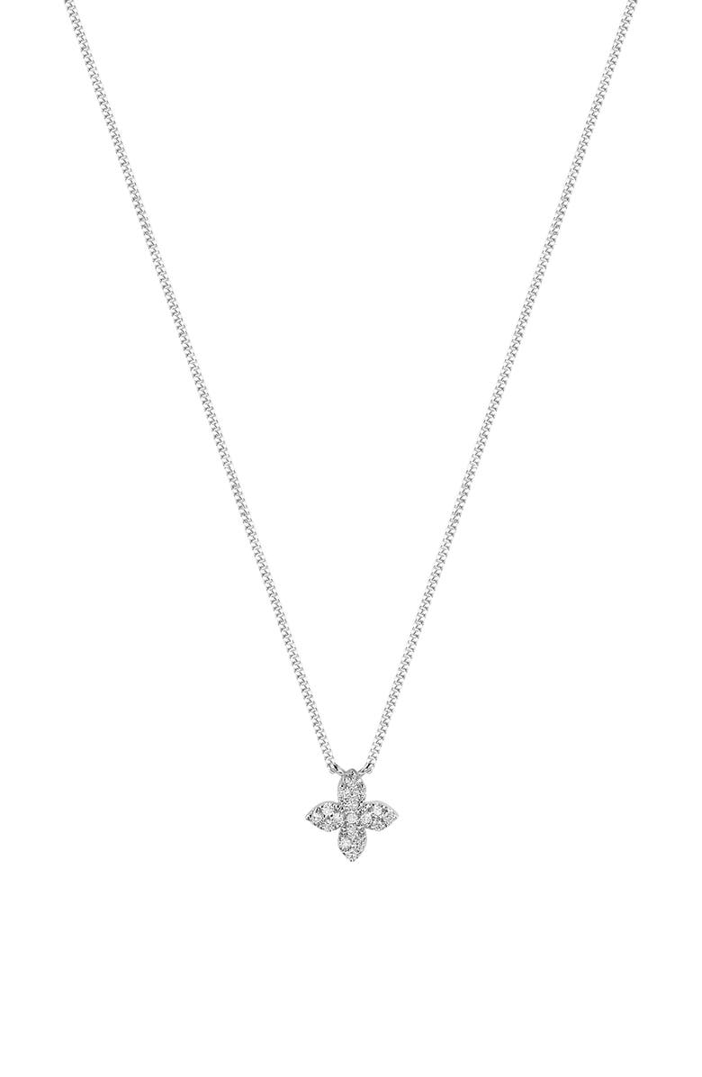 DPT Antwerp Little Flower Necklace, Main, color, White Rhodium