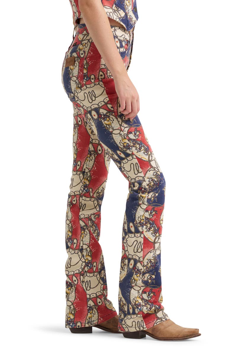 Rodeo Print High Waist Bootcut Jeans, Alternate, color, RODEO ROUNDUP