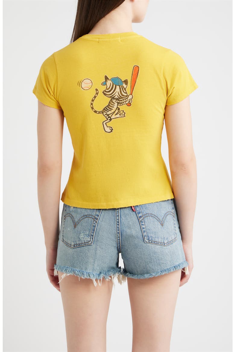 Batter Up Kitty Graphic Vintage Tee, Alternate, color, YELLOW HONEY