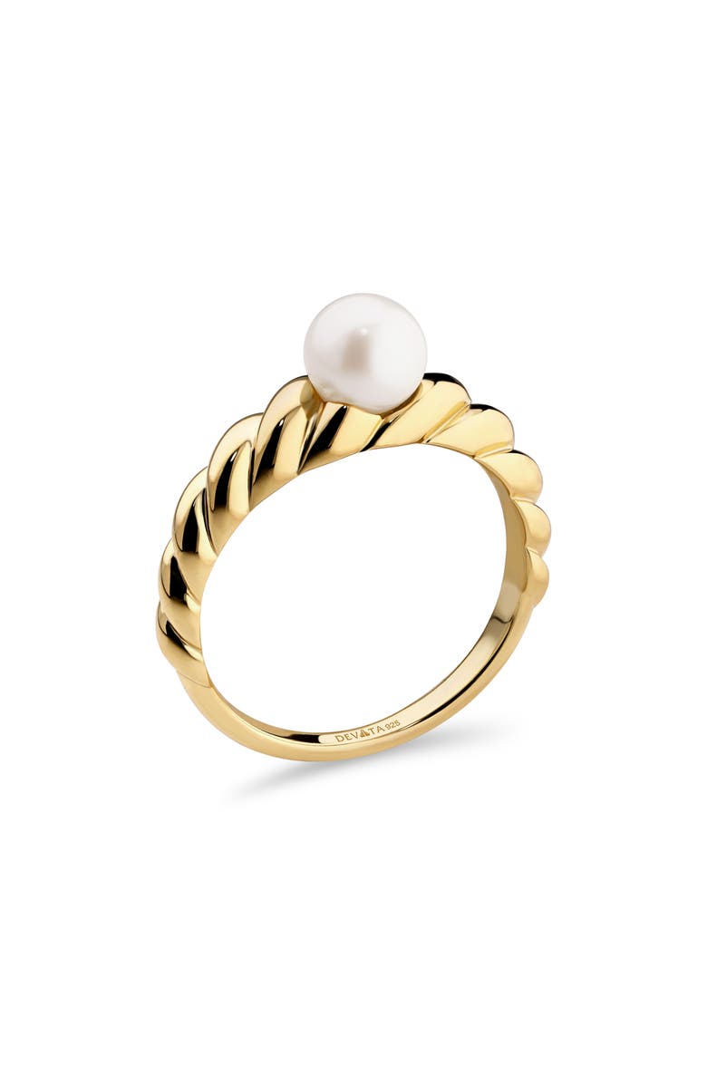 DEVATA Cultured Freshwater Pearl Rope Band Ring, Main, color, Gold