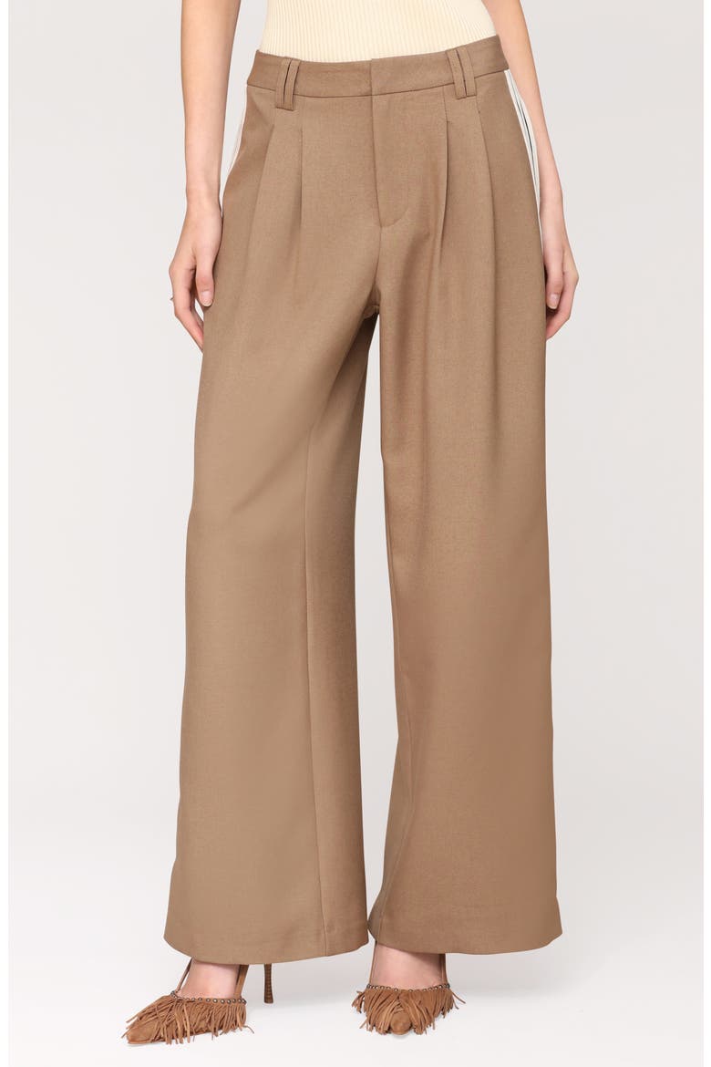 Pleated Mid Rise Wide Leg Pants, Main, color, TAN