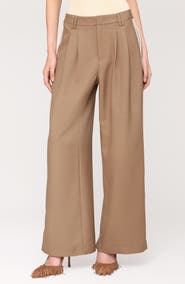 Avec Les Filles Pleated Mid Rise Wide Leg Pants