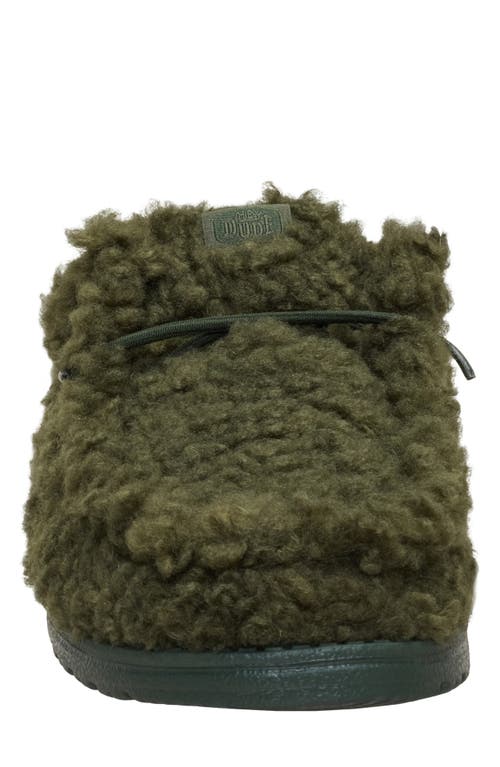 Hey Dude Wally Faux Shearling Slipper In Green